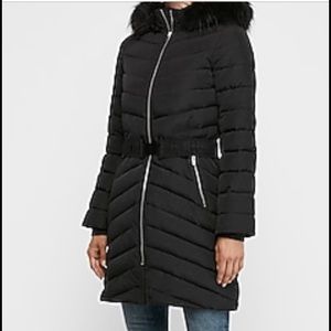 Express Burgandy puffer jacket